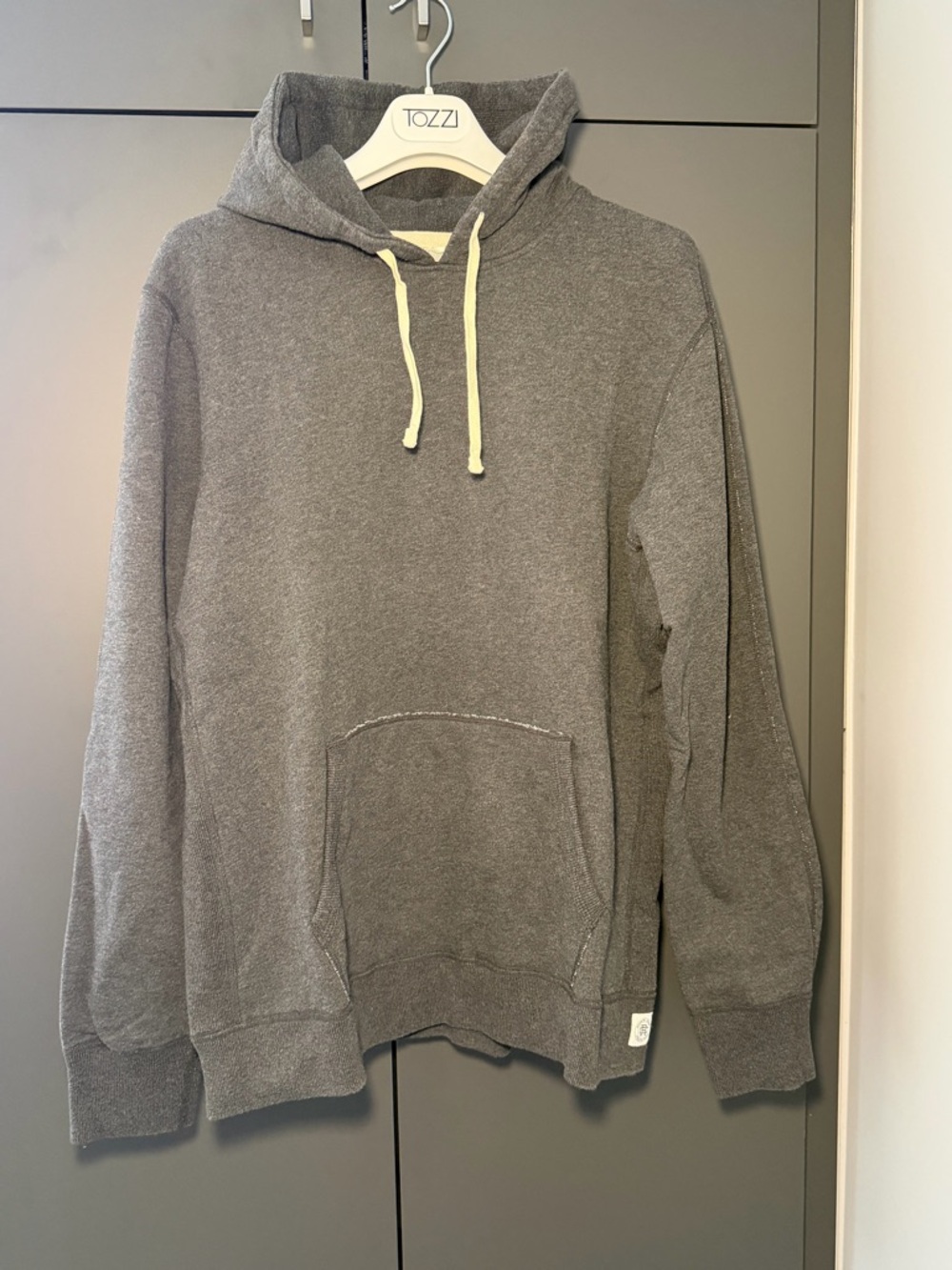 Gray Men's Hooded Sweatshirt with Contrast Drawcord